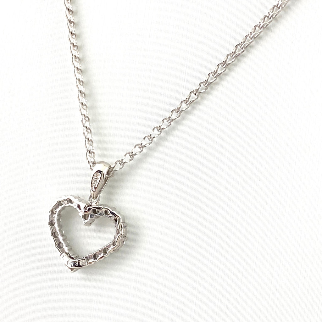 ハートモチーフ ネックレス プラチナ メレダイヤ ペンダント ネックレス Pt900 Pt850 ダイヤモンド レディース 【中古】nbjwl