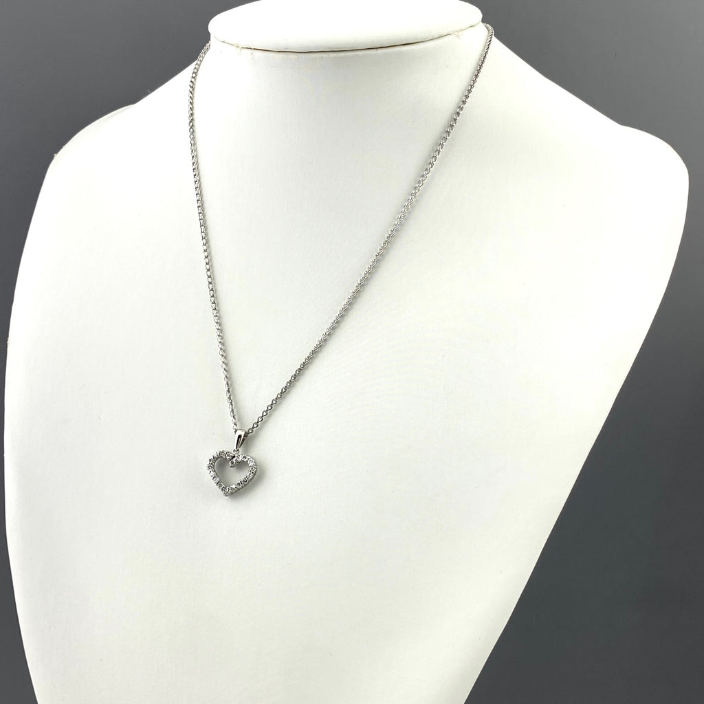 ハートモチーフ ネックレス プラチナ メレダイヤ ペンダント ネックレス Pt900 Pt850 ダイヤモンド レディース 【中古】nbjwl