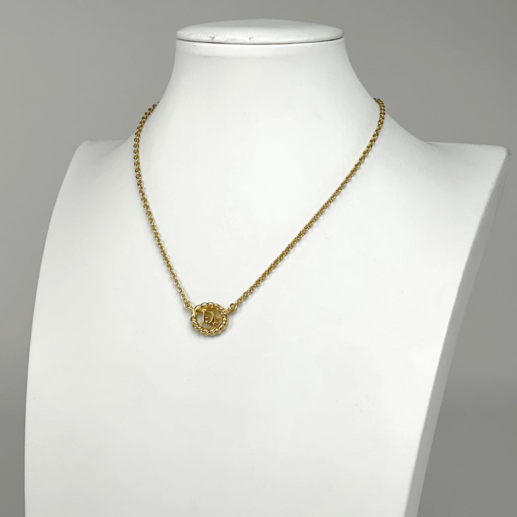 クリスチャンディオール ロゴ ネックレス オーバル ネックレス GP ゴールド レディース 【中古】bracc