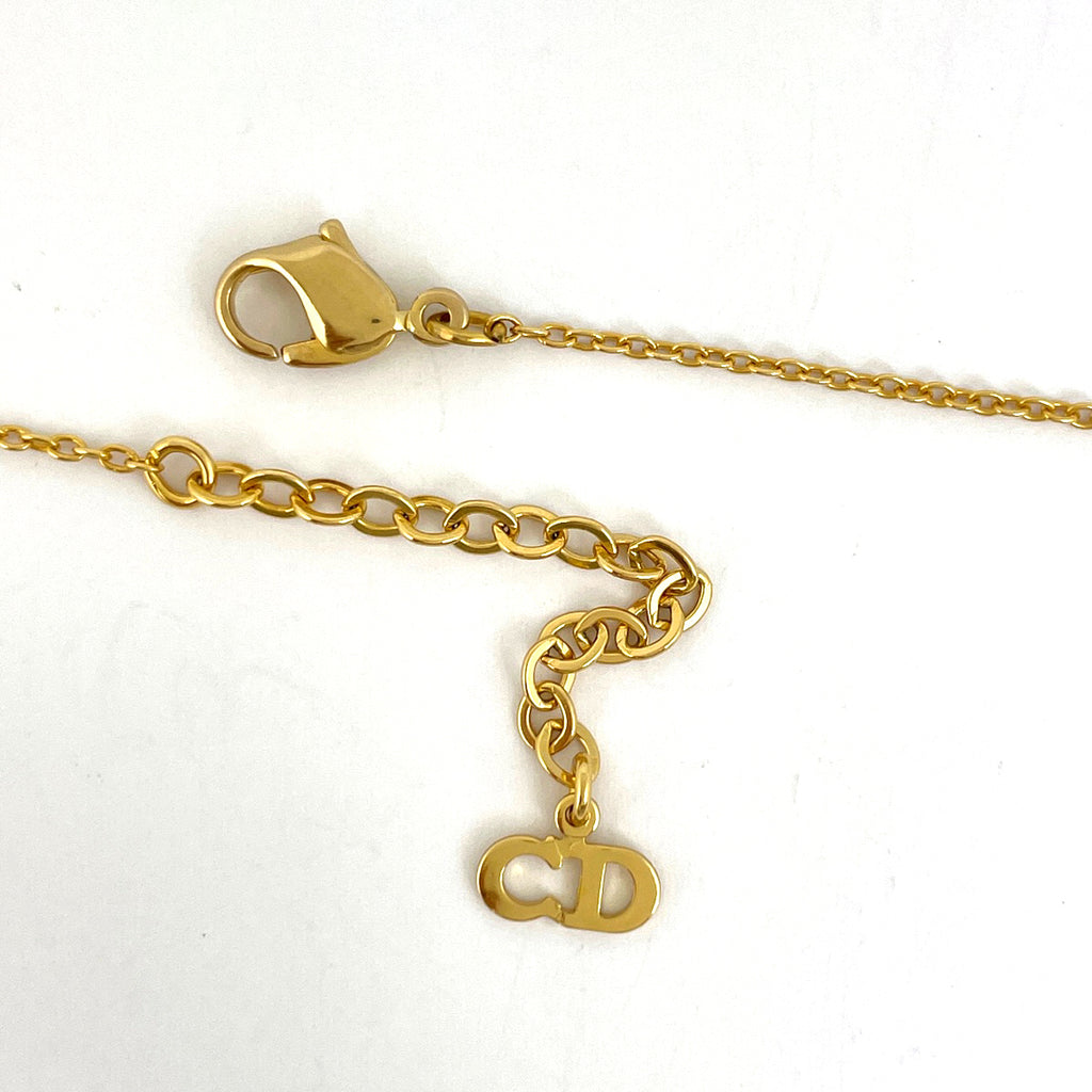 クリスチャンディオール ロゴ ネックレス ハートモチーフ CD ネックレス GP ゴールド レディース 【中古】bracc