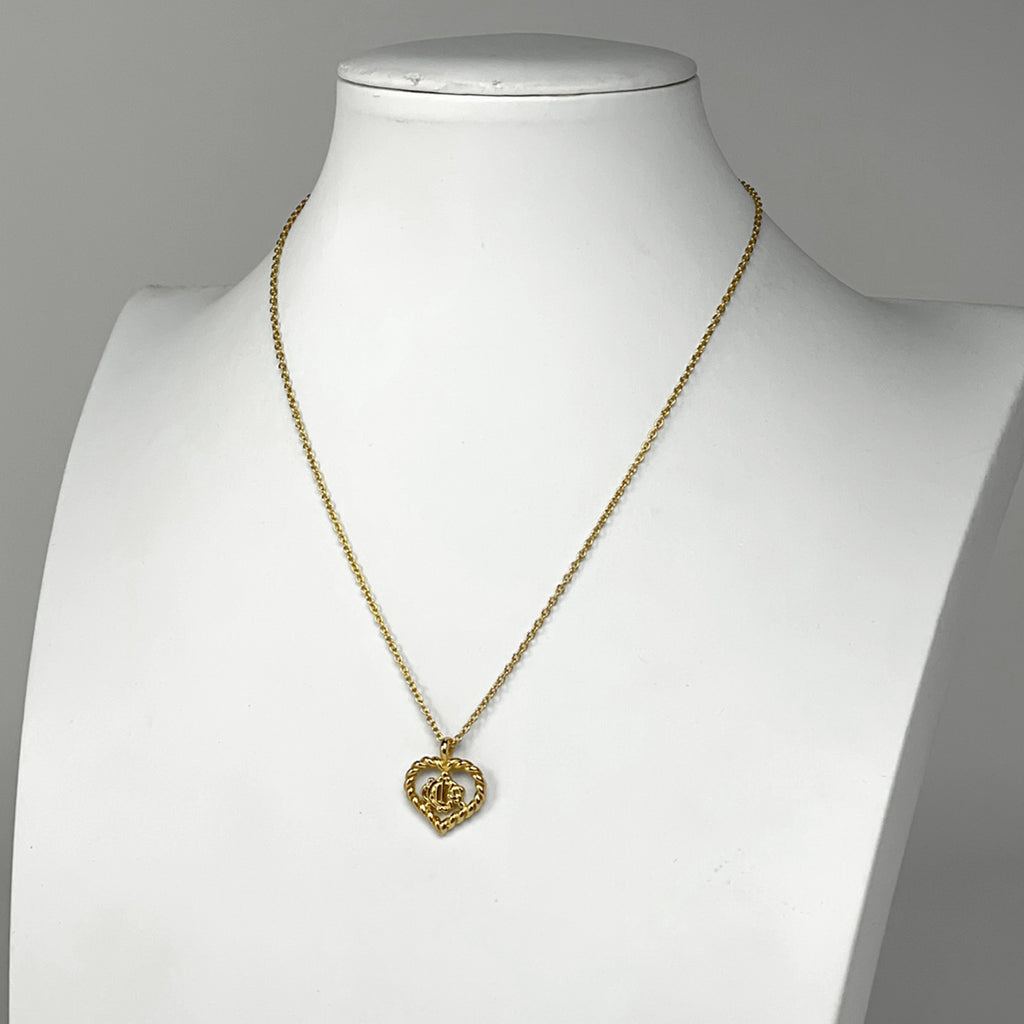 クリスチャンディオール ロゴ ネックレス ハートモチーフ CD ネックレス GP ゴールド レディース 【中古】bracc