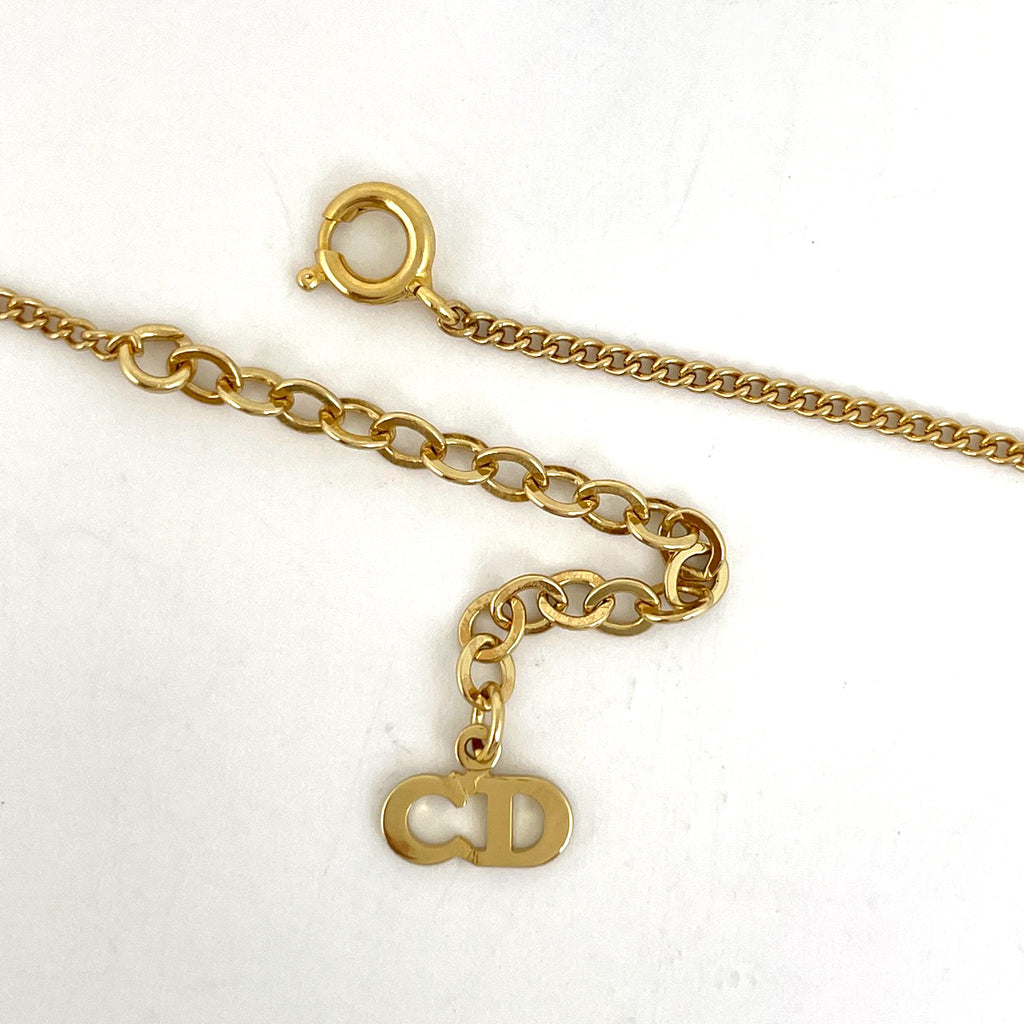 クリスチャンディオール ロゴ ネックレス CD オーバル ネックレス GP ゴールド レディース 【中古】bracc