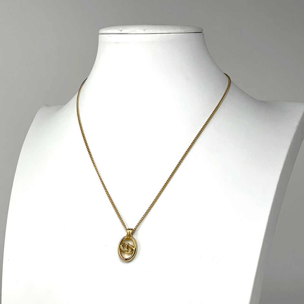 クリスチャンディオール ロゴ ネックレス CD オーバル ネックレス GP ゴールド レディース 【中古】bracc