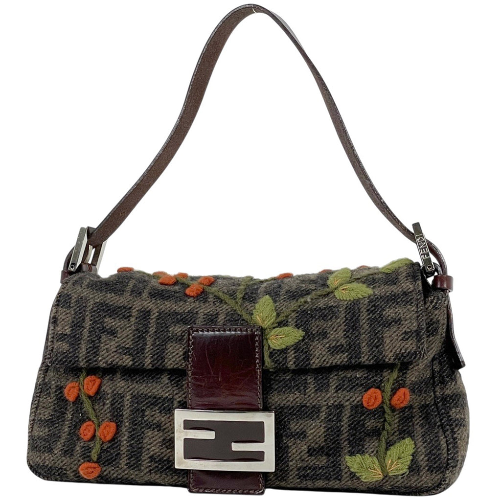 フェンディ ズッカ柄 マンマバケット 刺繍 ハンドバッグ ショルダーバッグ ファブリック ブラウン レディース 【中古】brbag