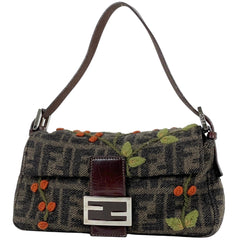 フェンディ ズッカ柄 マンマバケット 刺繍 ハンドバッグ ショルダーバッグ ファブリック ブラウン レディース 【中古】brbag