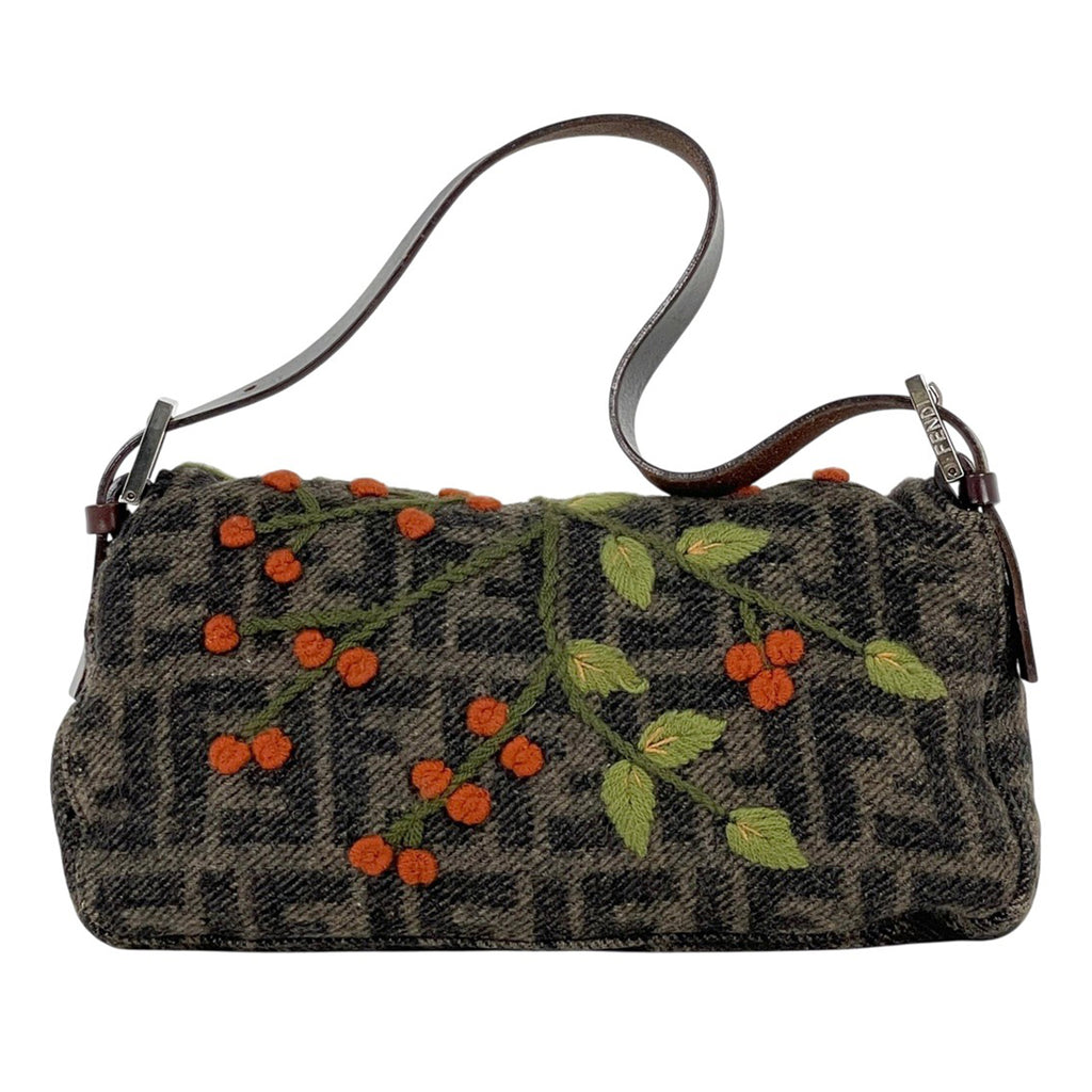 フェンディ ズッカ柄 マンマバケット 刺繍 ハンドバッグ ショルダーバッグ ファブリック ブラウン レディース 【中古】brbag