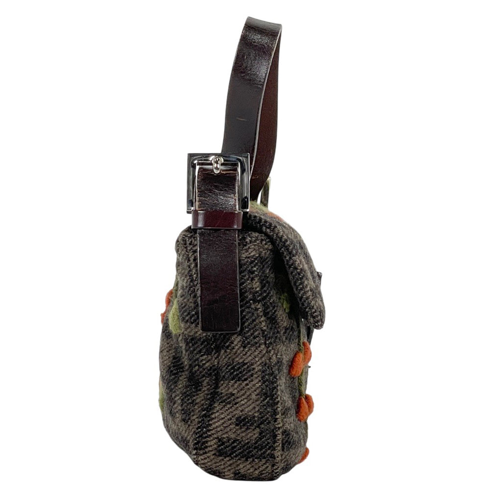 フェンディ ズッカ柄 マンマバケット 刺繍 ハンドバッグ ショルダーバッグ ファブリック ブラウン レディース 【中古】brbag