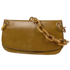 プラダ ロゴ ショルダーバッグ ワンショルダー チェーン ショルダーバッグ レザー ブラウン レディース 【中古】brbag