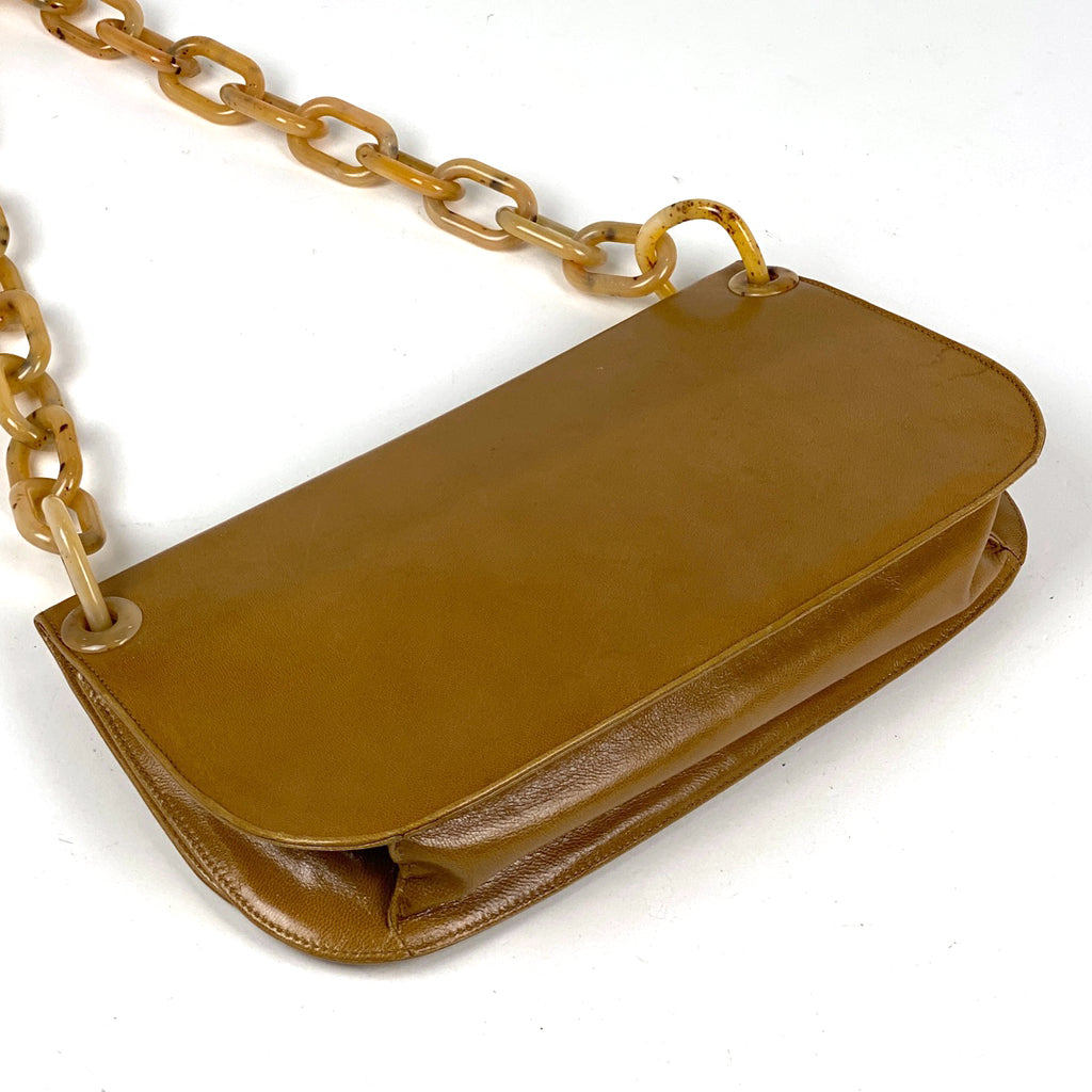 プラダ ロゴ ショルダーバッグ ワンショルダー チェーン ショルダーバッグ レザー ブラウン レディース 【中古】brbag