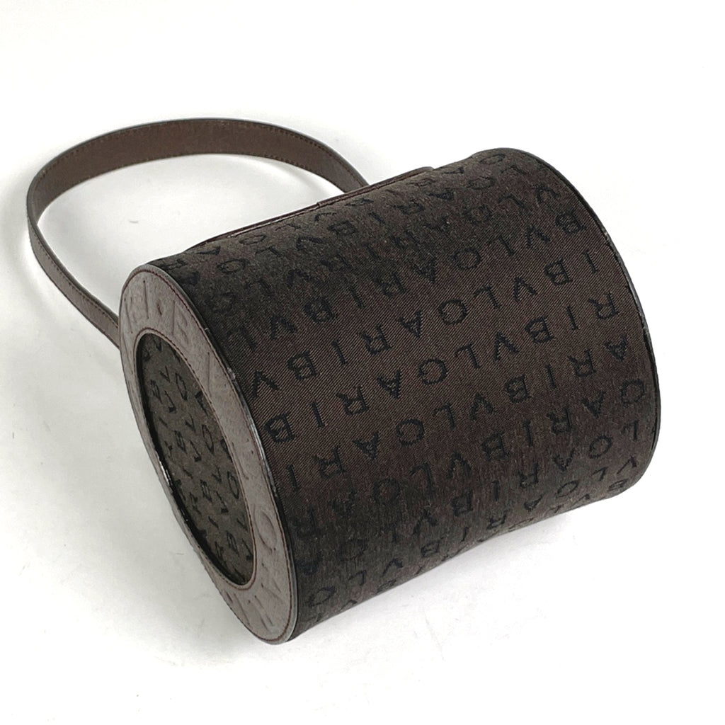 ブルガリ ビーゼロワン ハンドバッグ 筒型 ロゴマニア ショルダーバッグ ハンドバッグ キャンバス ブラウン レディース 【中古】brbag