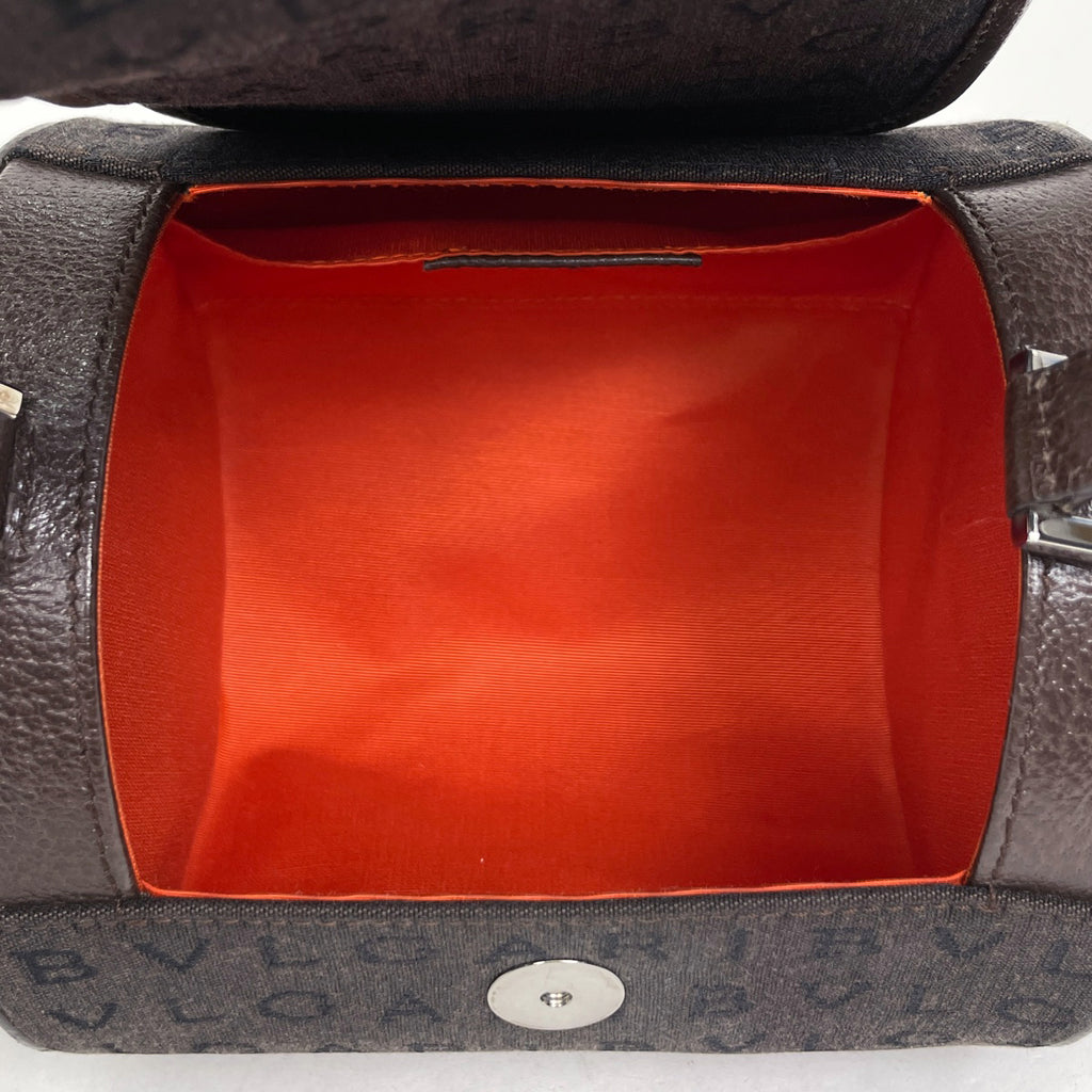 ブルガリ ビーゼロワン ハンドバッグ 筒型 ロゴマニア ショルダーバッグ ハンドバッグ キャンバス ブラウン レディース 【中古】brbag