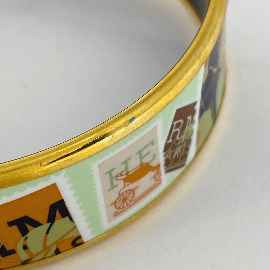 エルメス エマイユ GM 七宝焼き 腕輪 バングル GP ゴールド グリーン レディース 【中古】bracc