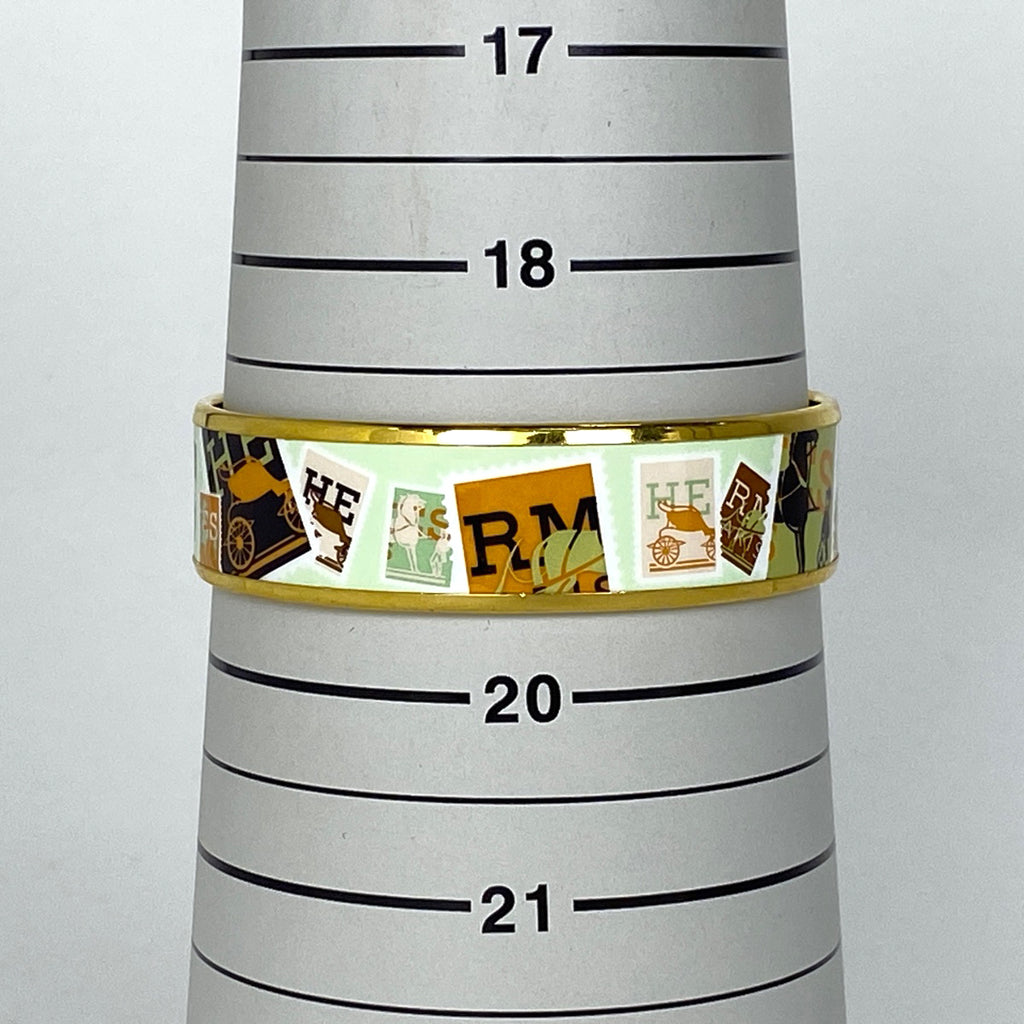 エルメス エマイユ GM 七宝焼き 腕輪 バングル GP ゴールド グリーン レディース 【中古】bracc