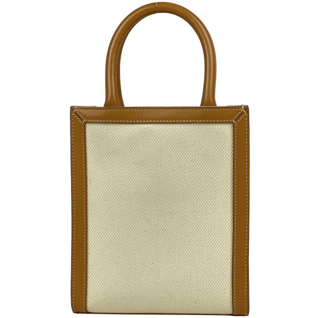 セリーヌ ミニ バーティカル カバ 2WAY ショルダーバッグ ロゴ トートバッグ キャンバス アイボリー ブラウン レディース 【中古】brbag