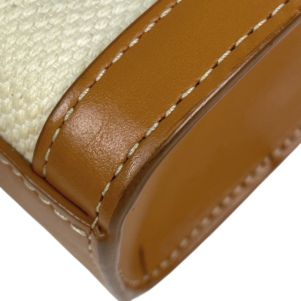 セリーヌ ミニ バーティカル カバ 2WAY ショルダーバッグ ロゴ トートバッグ キャンバス アイボリー ブラウン レディース 【中古】brbag