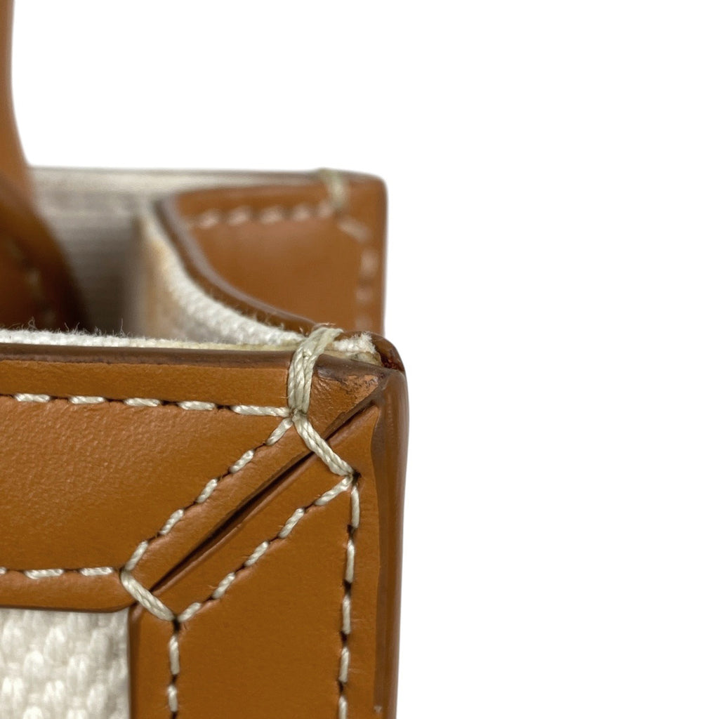 セリーヌ ミニ バーティカル カバ 2WAY ショルダーバッグ ロゴ トートバッグ キャンバス アイボリー ブラウン レディース 【中古】brbag