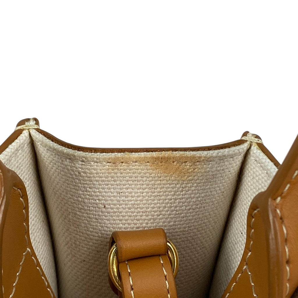 セリーヌ ミニ バーティカル カバ 2WAY ショルダーバッグ ロゴ トートバッグ キャンバス アイボリー ブラウン レディース 【中古】brbag