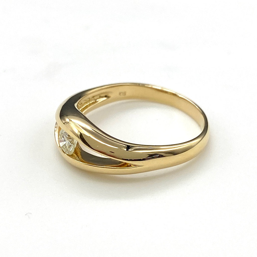 ダイヤモンド デザインリング YG イエローゴールド 指輪 リング 15.5号 K18 ダイヤモンド レディース 【中古】nbjwl