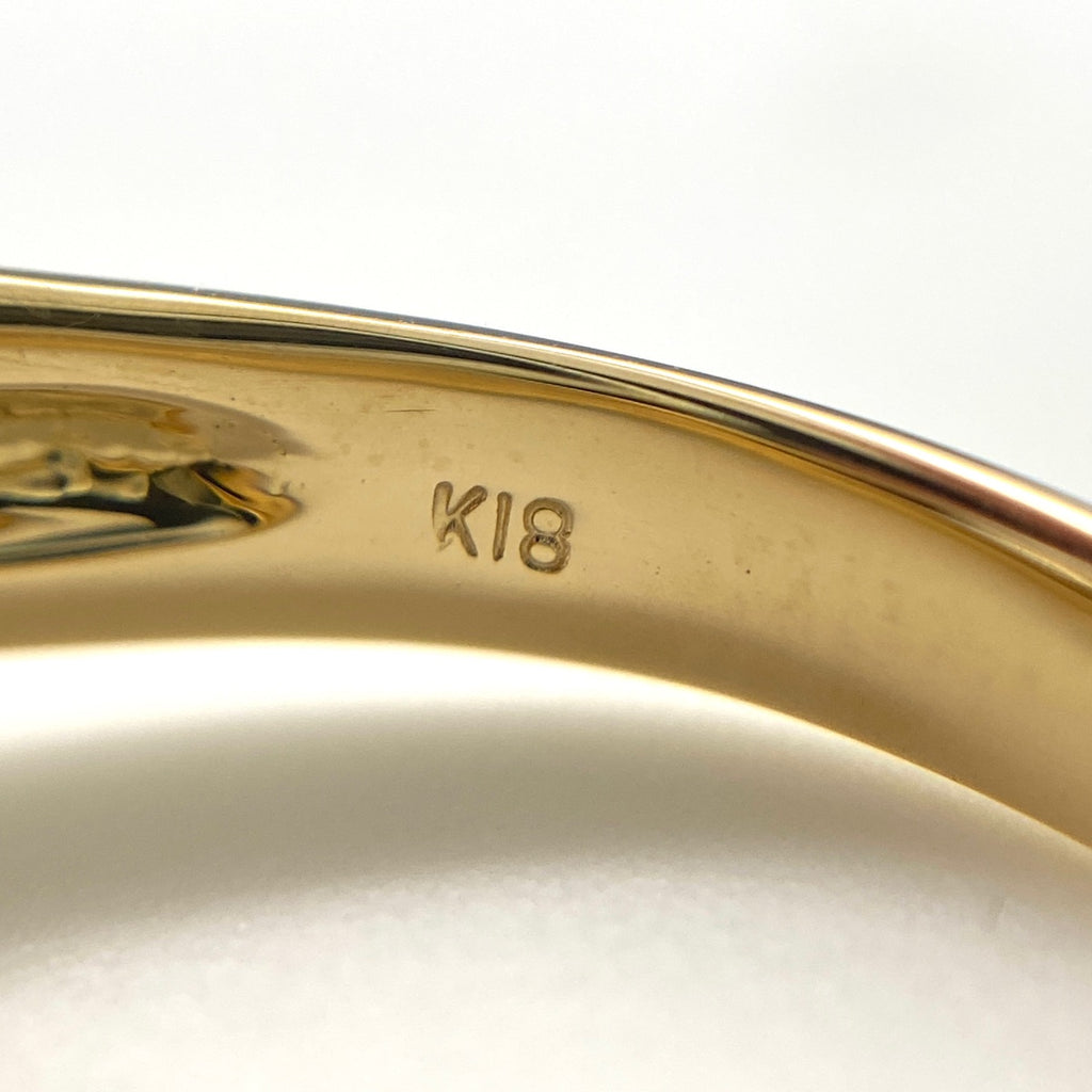 ダイヤモンド デザインリング YG イエローゴールド 指輪 リング 15.5号 K18 ダイヤモンド レディース 【中古】nbjwl