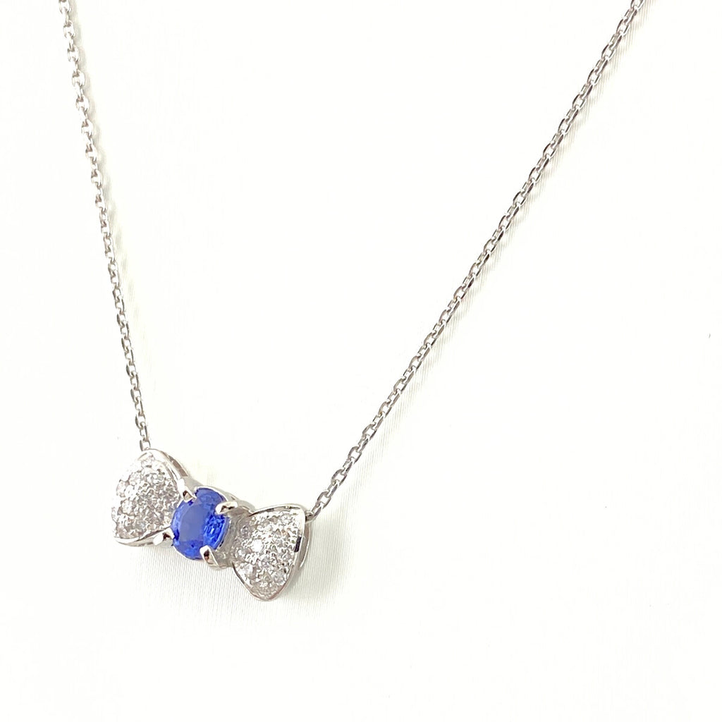 サファイア デザインネックレス プラチナ メレダイヤ ペンダント ネックレス Pt850 サファイア レディース 【中古】nbjwl