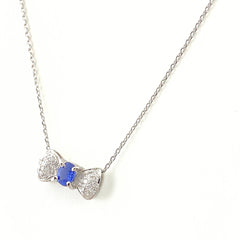サファイア デザインネックレス プラチナ メレダイヤ ペンダント ネックレス Pt850 サファイア レディース 【中古】nbjwl