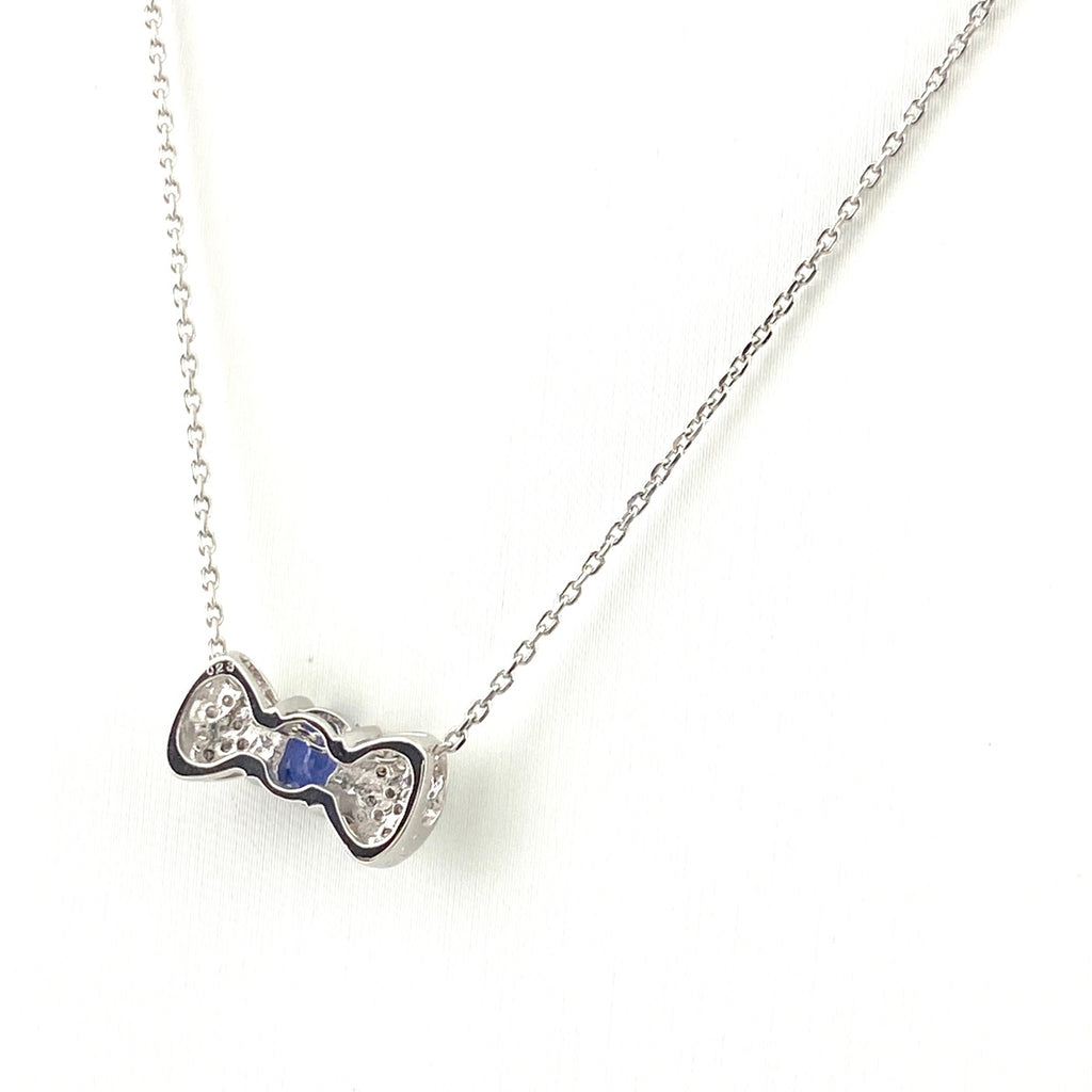 サファイア デザインネックレス プラチナ メレダイヤ ペンダント ネックレス Pt850 サファイア レディース 【中古】nbjwl