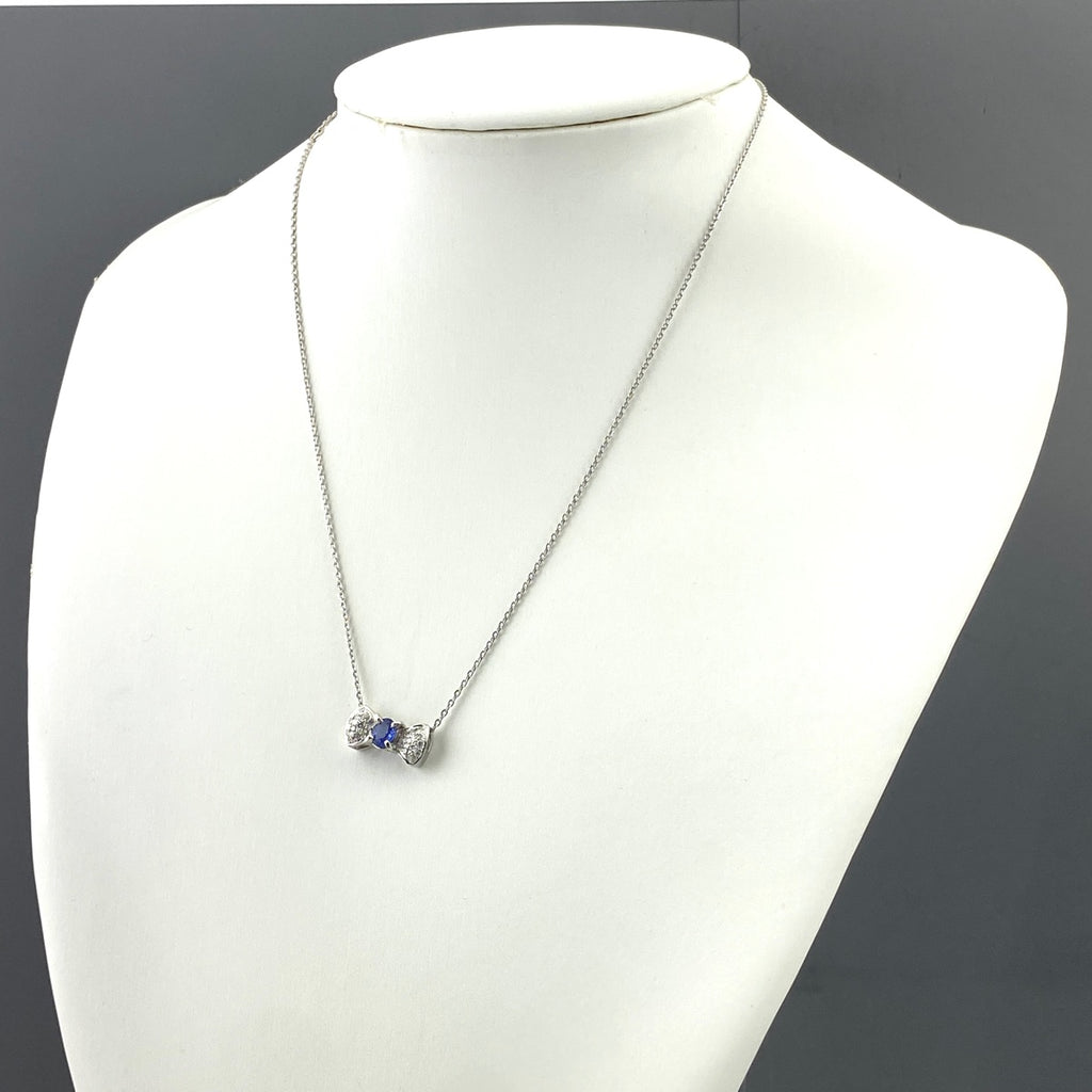 サファイア デザインネックレス プラチナ メレダイヤ ペンダント ネックレス Pt850 サファイア レディース 【中古】nbjwl