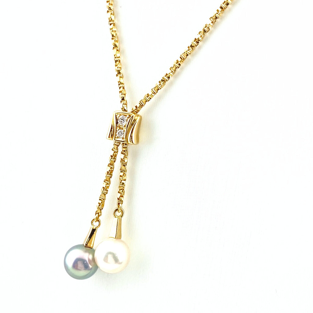 ポーラ パール デザインネックレス YG イエローゴールド ペンダント 真珠 メレダイヤ ネックレス 750 パール ダイヤモンド レディース 【中古】brjwl