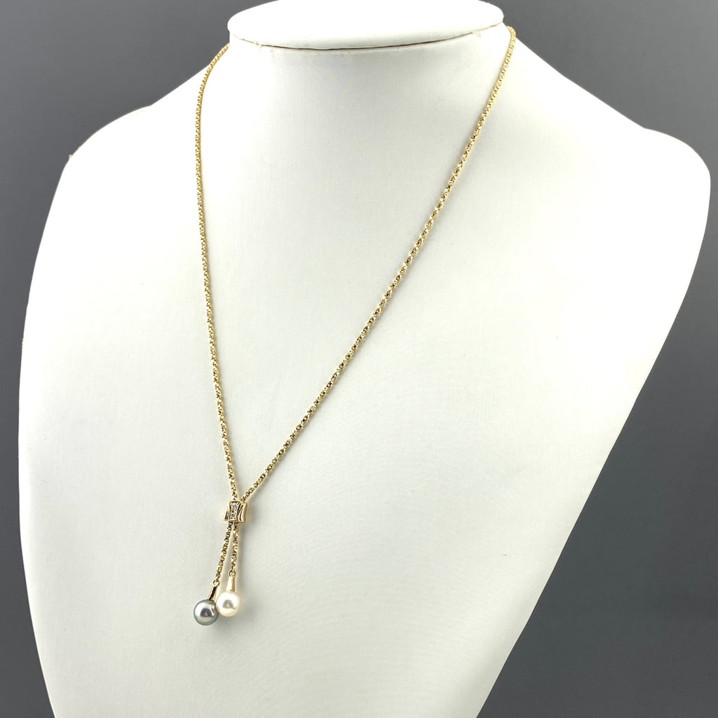 ポーラ パール デザインネックレス YG イエローゴールド ペンダント 真珠 メレダイヤ ネックレス 750 パール ダイヤモンド レディース 【中古】brjwl