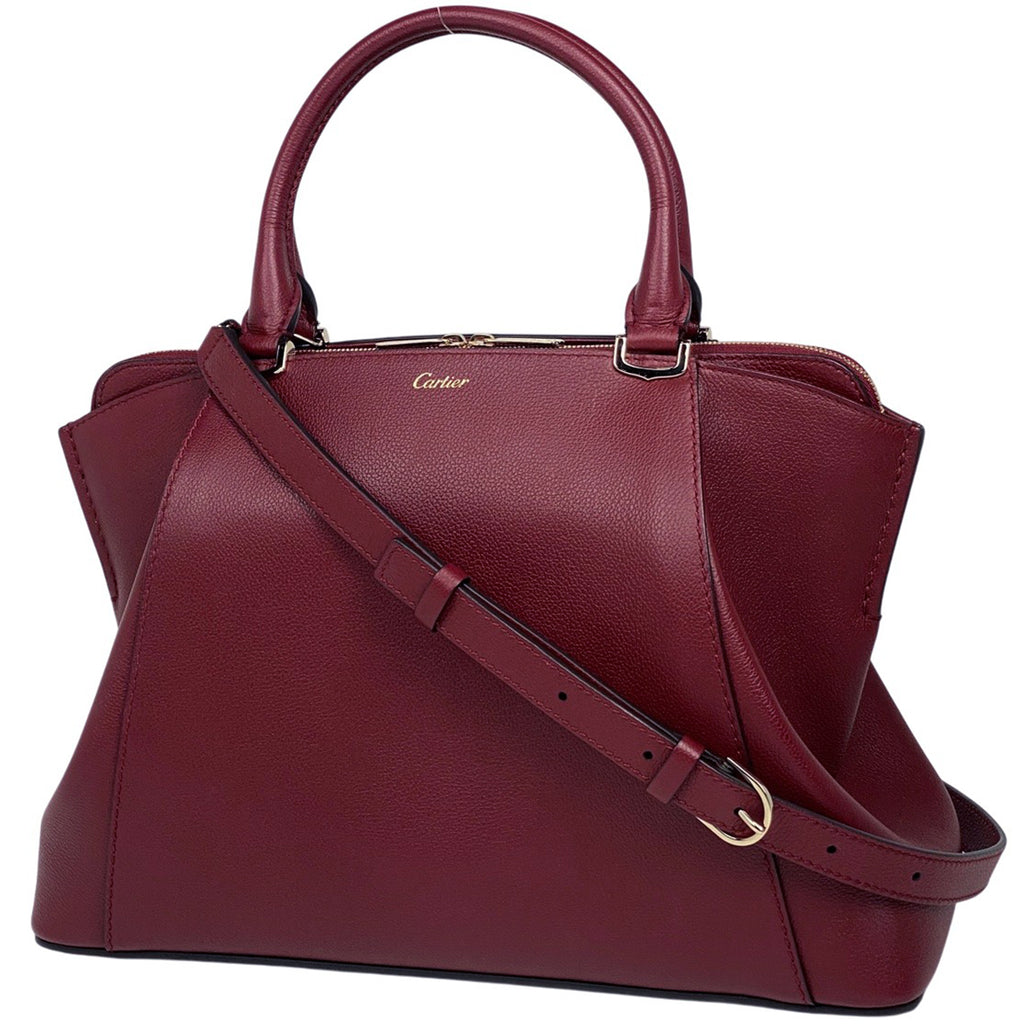 カルティエ ロゴ ハンドバッグ Cドゥ カルティエ 2WAY ショルダーバッグ ハンドバッグ レザー レッド レディース 【中古】brbag