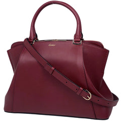 カルティエ ロゴ ハンドバッグ Cドゥ カルティエ 2WAY ショルダーバッグ ハンドバッグ レザー レッド レディース 【中古】brbag