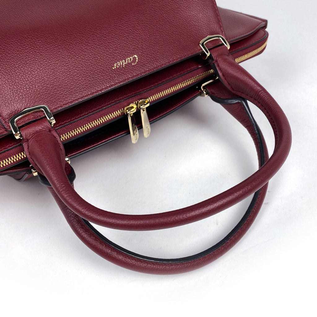 カルティエ ロゴ ハンドバッグ Cドゥ カルティエ 2WAY ショルダーバッグ ハンドバッグ レザー レッド レディース 【中古】brbag