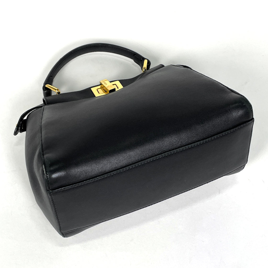 フェンディ ピーカブー ミニ ハンドバッグ 2WAY ショルダーバッグ ハンドバッグ レザー ブラック 8BN244 レディース 【中古】brbag