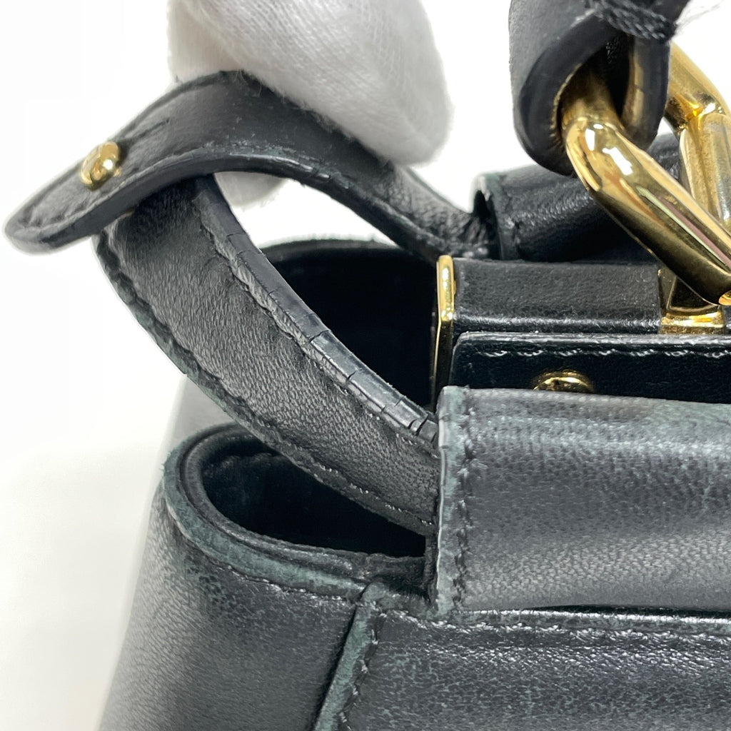 フェンディ ピーカブー ミニ ハンドバッグ 2WAY ショルダーバッグ ハンドバッグ レザー ブラック 8BN244 レディース 【中古】brbag