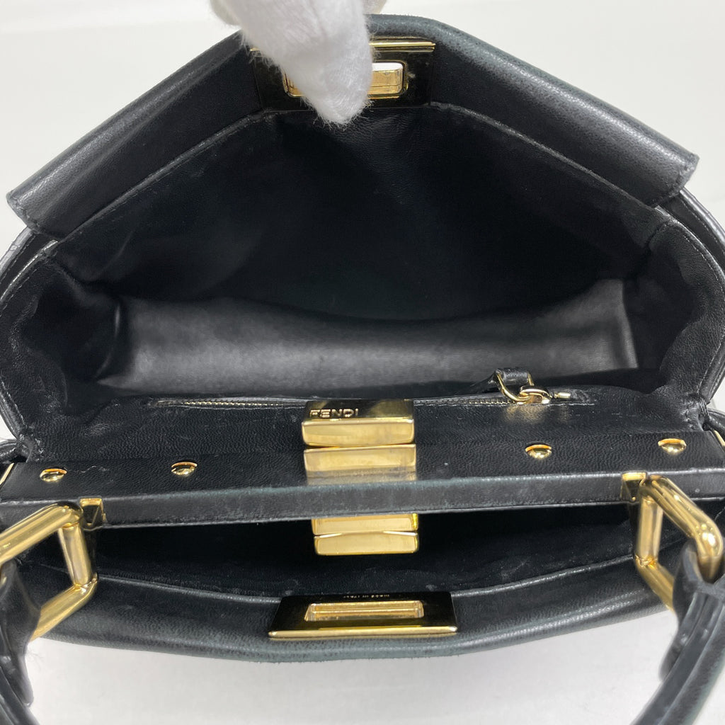 フェンディ ピーカブー ミニ ハンドバッグ 2WAY ショルダーバッグ ハンドバッグ レザー ブラック 8BN244 レディース 【中古】brbag