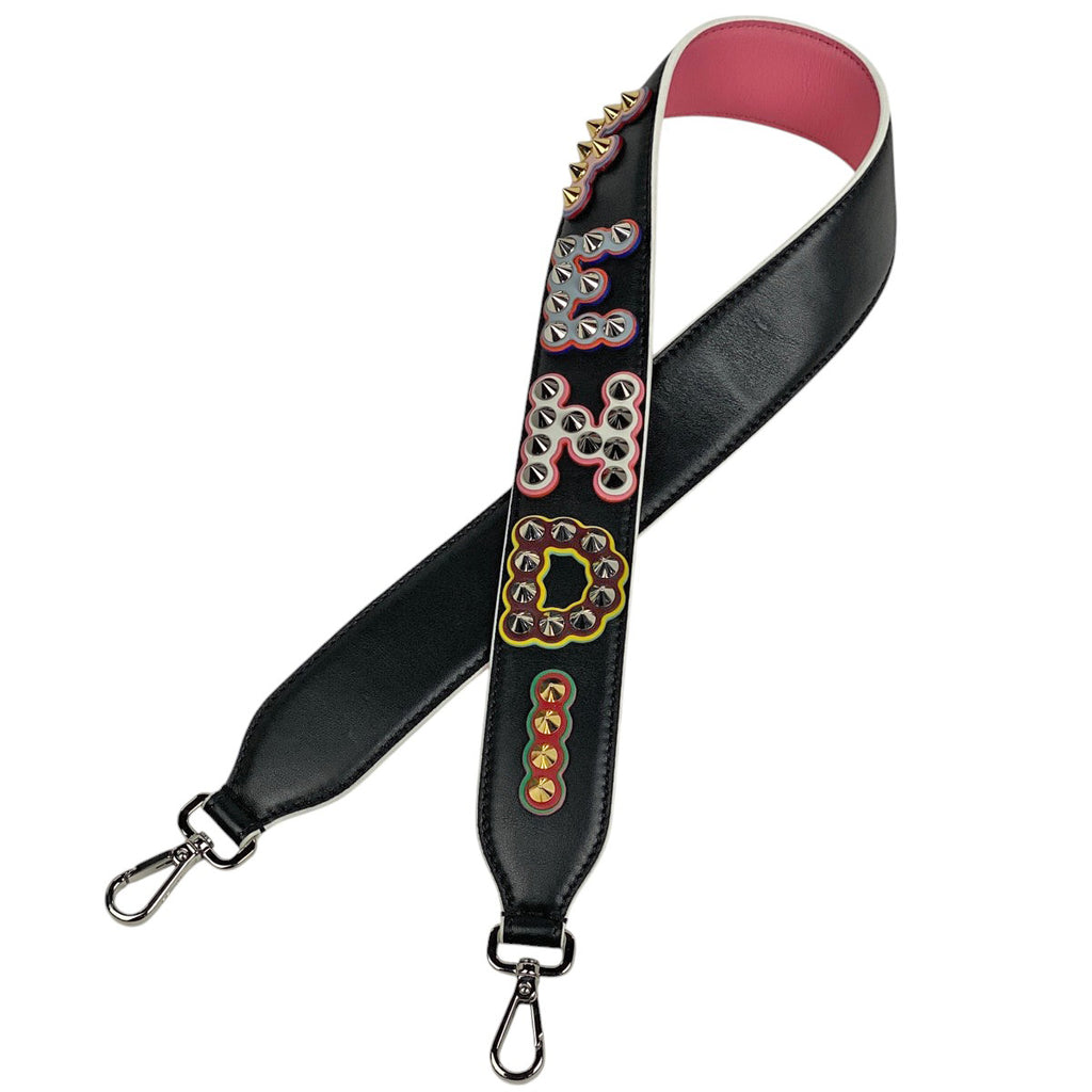 フェンディ ロゴ ショルダーストラップ 肩掛け スタッズ ショルダーストラップ レザー ブラック レディース 【中古】brbag