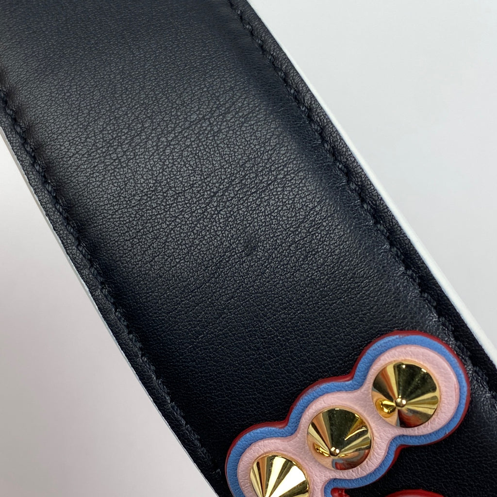 フェンディ ロゴ ショルダーストラップ 肩掛け スタッズ ショルダーストラップ レザー ブラック レディース 【中古】brbag