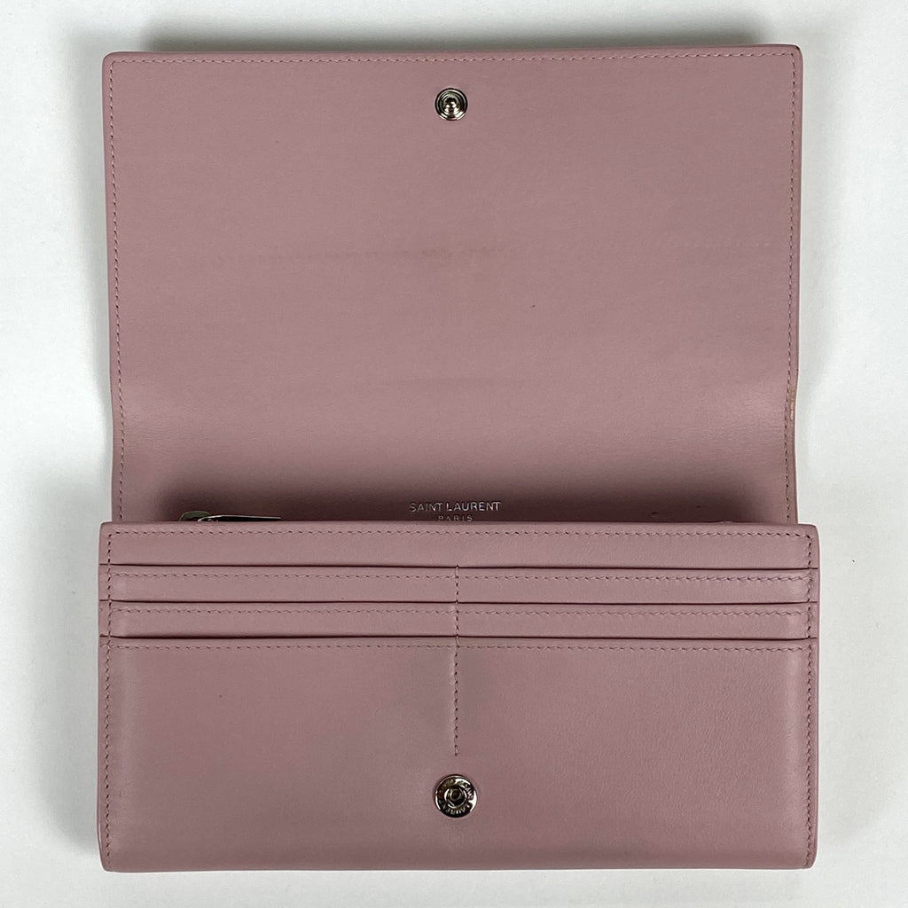 イヴ・サンローラン ロゴ 二つ折り 長財布 小銭入れ 札入れ 長財布 レザー ピンク 414567 レディース 【中古】brbag