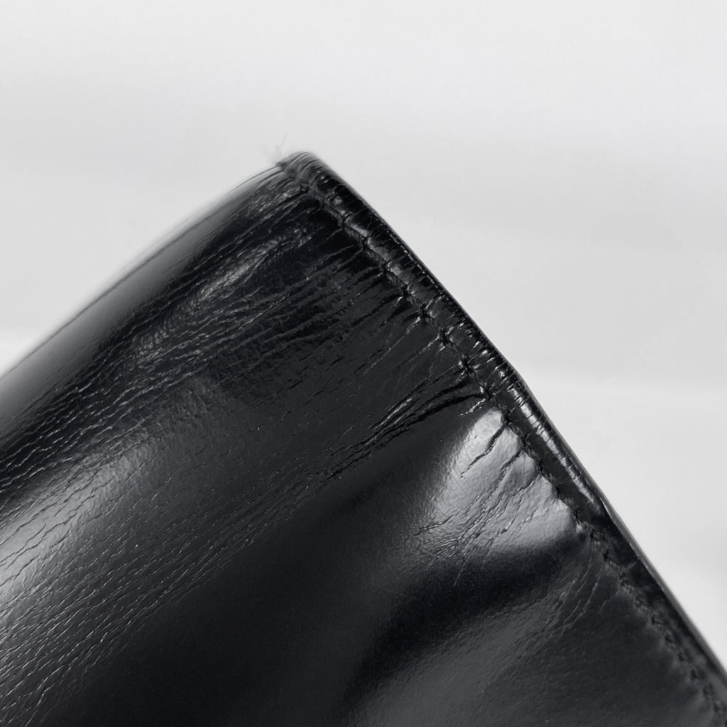 グッチ ロゴ 二つ折り 長財布 035211718240 メンズ 長財布 レザー ブラック レディース 【中古】brbag