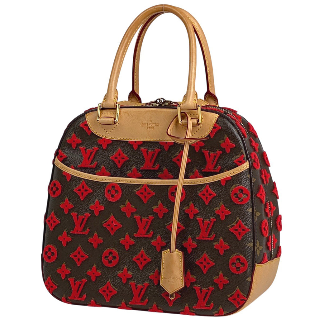 ルイ・ヴィトン ドーヴィル キューブ 手提げ モノグラム タフタージュ 3D ハンドバッグ モノグラム ブラウン レッド M40922 レディース 【中古】brbag