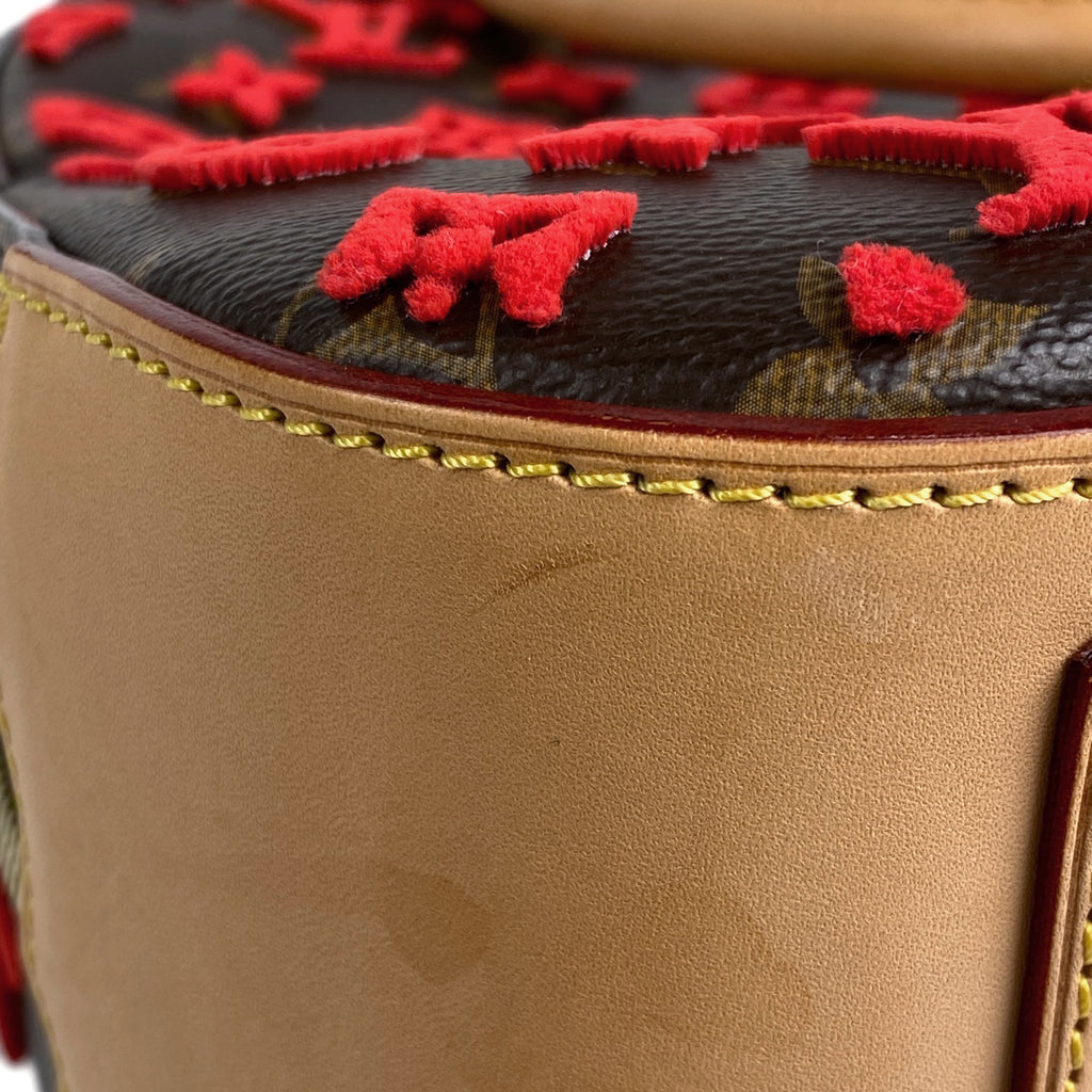 ルイ・ヴィトン ドーヴィル キューブ 手提げ モノグラム タフタージュ 3D ハンドバッグ モノグラム ブラウン レッド M40922 レディース 【中古】brbag