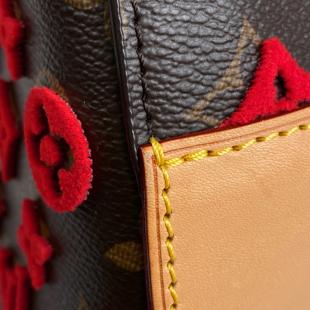 ルイ・ヴィトン ドーヴィル キューブ 手提げ モノグラム タフタージュ 3D ハンドバッグ モノグラム ブラウン レッド M40922 レディース 【中古】brbag