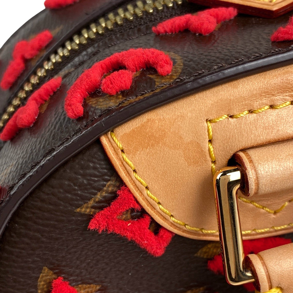 ルイ・ヴィトン ドーヴィル キューブ 手提げ モノグラム タフタージュ 3D ハンドバッグ モノグラム ブラウン レッド M40922 レディース 【中古】brbag