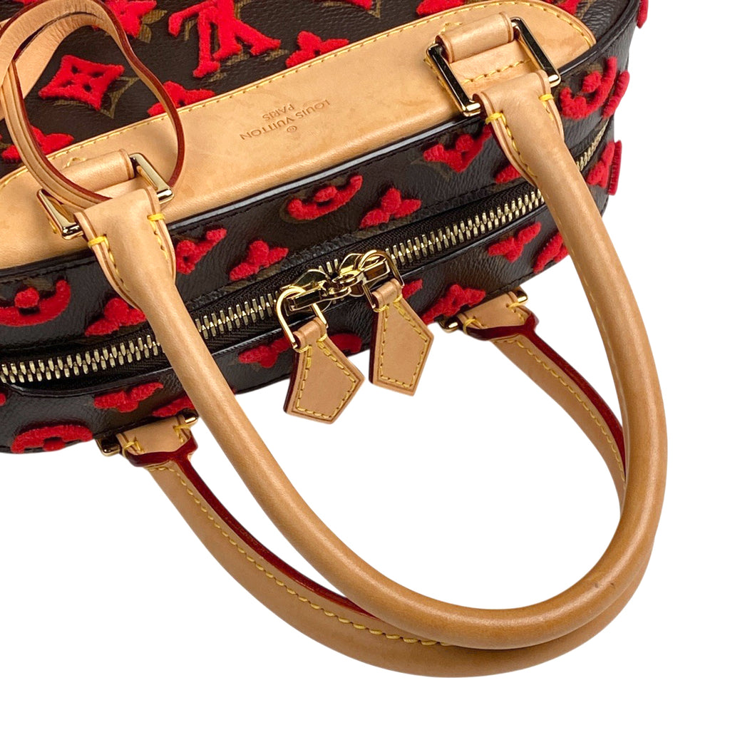 ルイ・ヴィトン ドーヴィル キューブ 手提げ モノグラム タフタージュ 3D ハンドバッグ モノグラム ブラウン レッド M40922 レディース 【中古】brbag