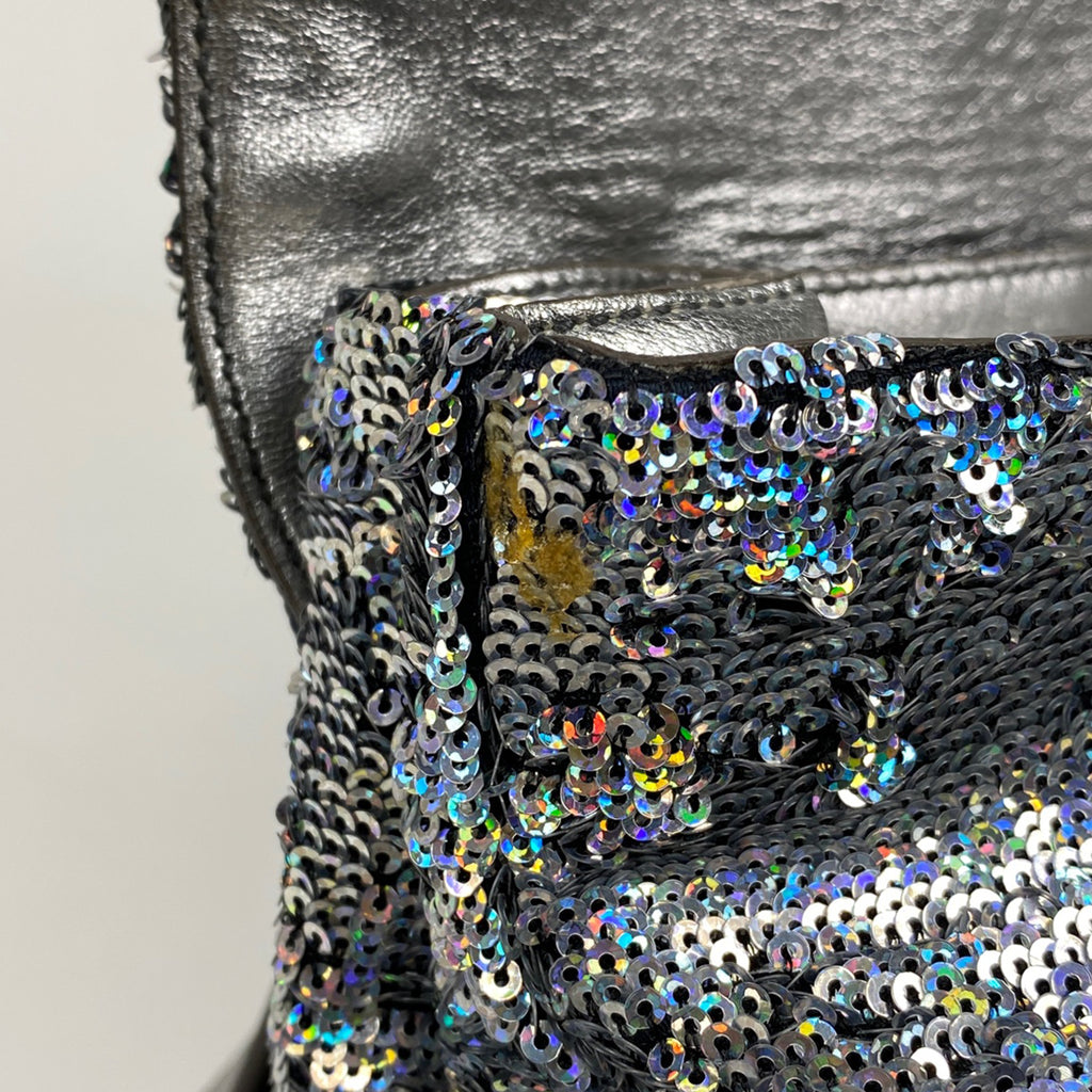 ミュウ ミュウ ロゴ ショルダーバッグ 2WAY ハンドバッグ ショルダーバッグ スパンコール シルバー レディース 【中古】brbag