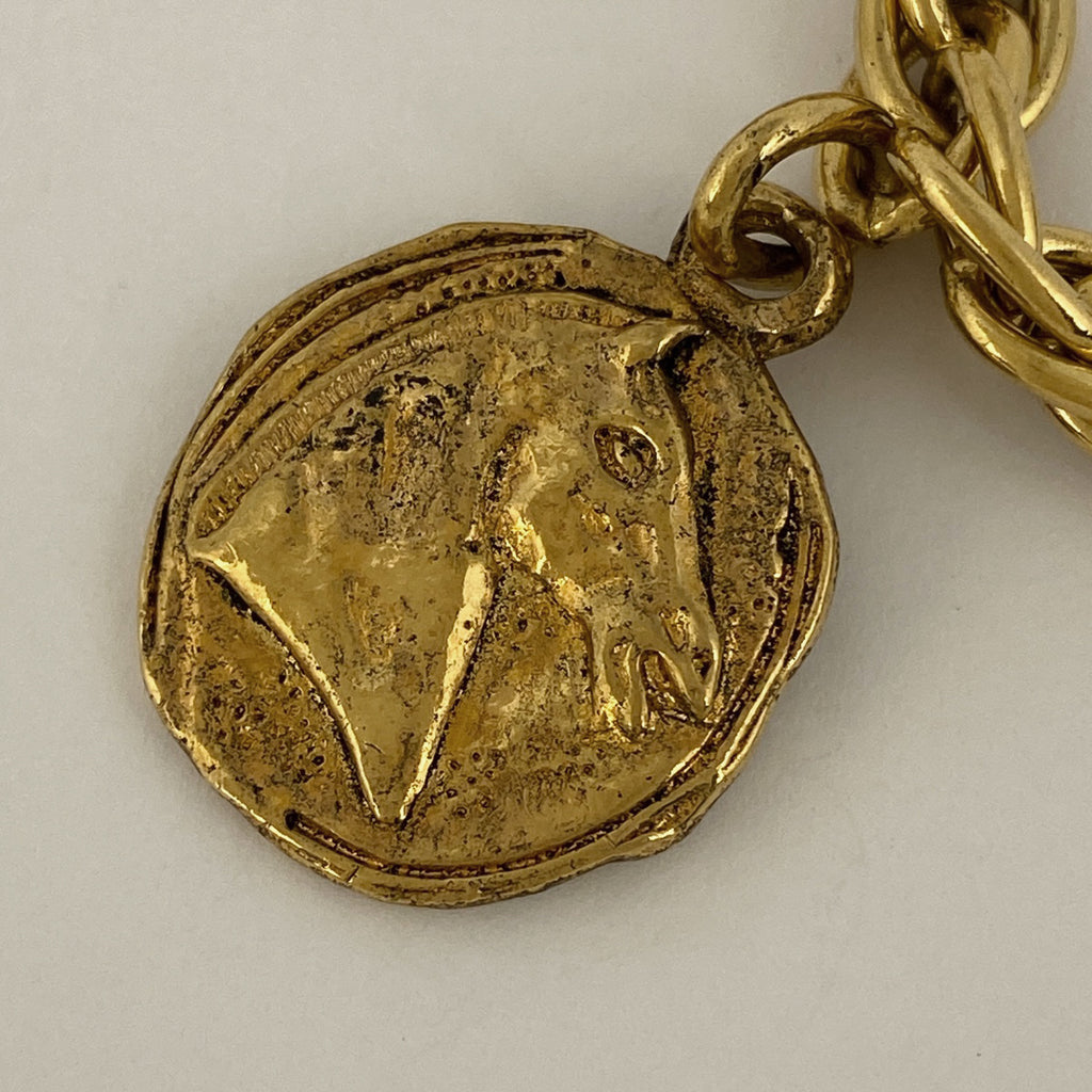 シャネル ココマーク チェーン ネックレス コイン ネックレス GP ゴールド レディース 【中古】bracc