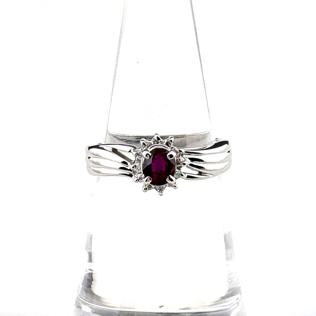 ルビー デザインリング プラチナ 指輪 メレダイヤ リング 11.5号 Pt850 ルビー ダイヤモンド レディース 【中古】nbjwl