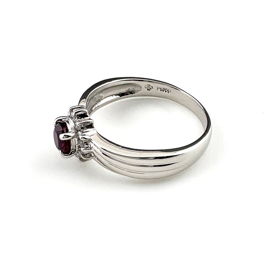 ルビー デザインリング プラチナ 指輪 メレダイヤ リング 11.5号 Pt850 ルビー ダイヤモンド レディース 【中古】nbjwl