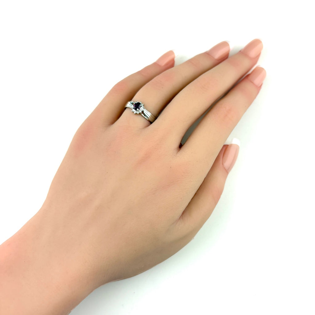 ルビー デザインリング プラチナ 指輪 メレダイヤ リング 11.5号 Pt850 ルビー ダイヤモンド レディース 【中古】nbjwl