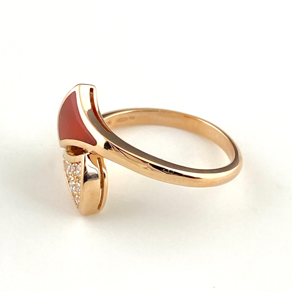 ブルガリ ディーバドリーム カーネリアン リング PG ピンクゴールド 指輪 メレダイヤ リング 13号 750 ダイヤモンド カーネリアン レディース 【中古】brjwl